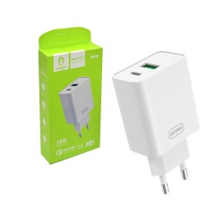 Denmen Adapter DC08 USB + Type-C 18W White Denmen Adapter DC08 USB + Type-C 18W White